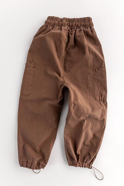 Paraşüt Kumaş Jogger Kargo Cepli Çocuk Pantolon KAHVERENGİ -  5-6 Yaş