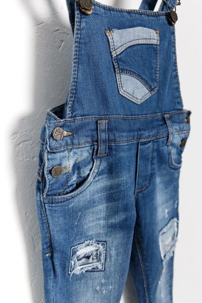 Denim Kumaş Erkek Çocuk Kot Salopet