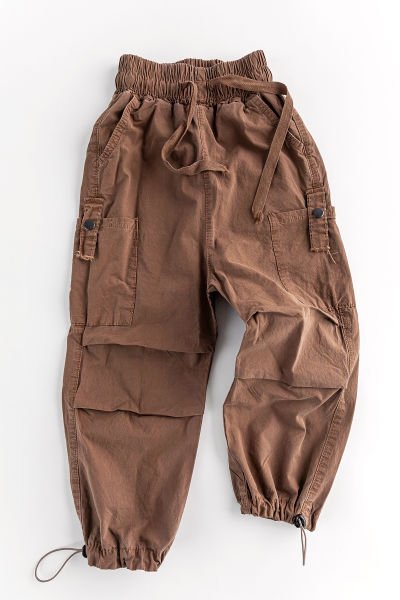 Paraşüt Kumaş Jogger Kargo Cepli Çocuk Pantolon KAHVERENGİ -  7-8 Yaş