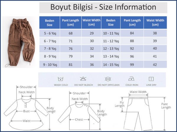Paraşüt Kumaş Jogger Kargo Cepli Çocuk Pantolon KAHVERENGİ -  7-8 Yaş