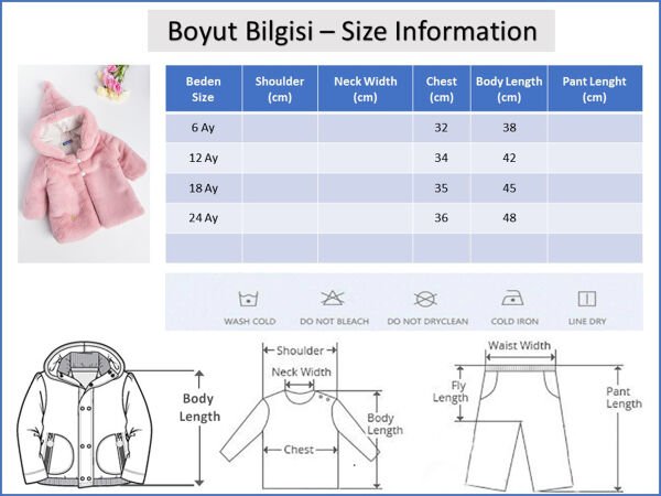 Kapüşonlu Pembe Kız Bebek Peluş Mont