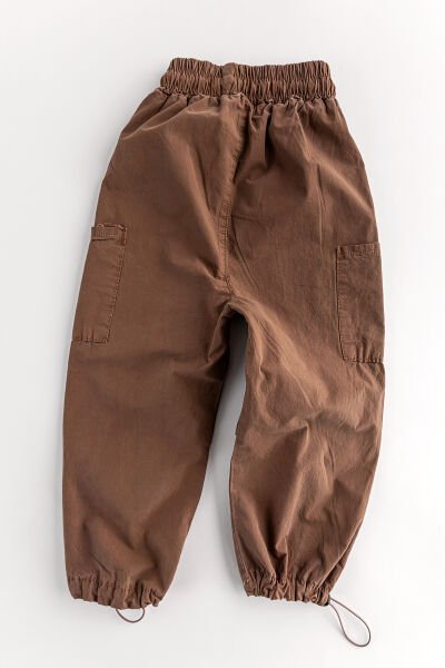 Paraşüt Kumaş Jogger Kargo Cepli Çocuk Pantolon KAHVERENGİ - 10-11 Yaş