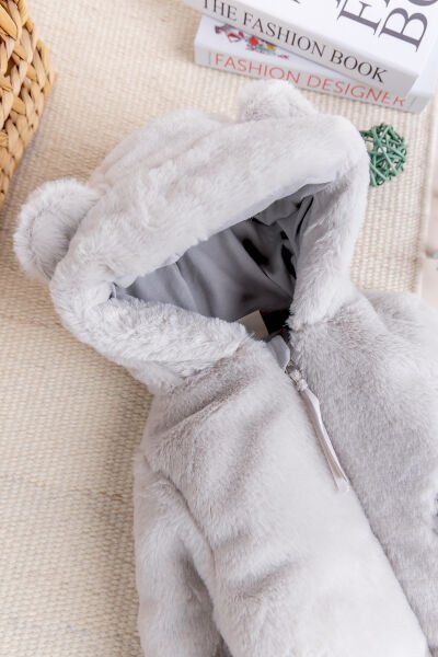 Premium Kalite Peluş  Pamuk Penye Astarlı Ayıcık Fiğürlü Kışlık Kız-Erkek Bebek Tulum BEJ - 3 Ay