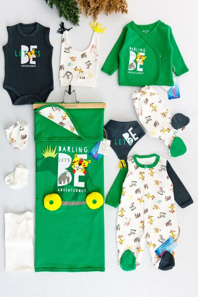 Maceracı Bebek Organik 10'lu Yeşil Erkek Bebek Seti Hastane Çıkışı