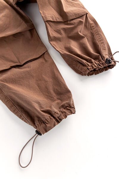 Paraşüt Kumaş Jogger Kargo Cepli Çocuk Pantolon KAHVERENGİ - 12-13 Yaş