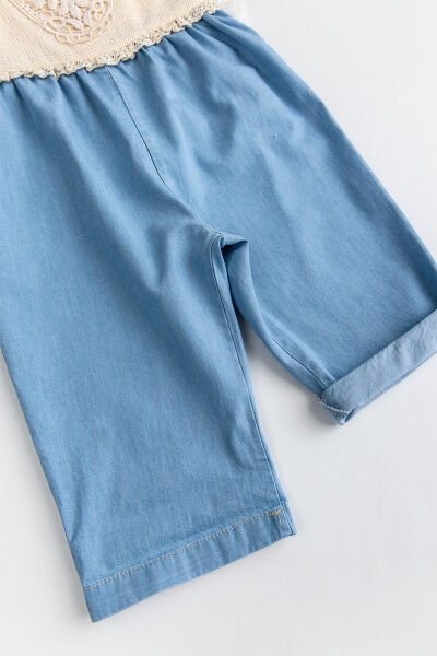 Robalı Bandanalı Kız Bebek Salopet Tulum Takım