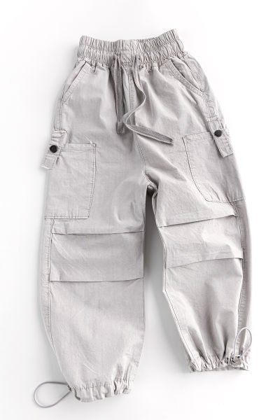Paraşüt Kumaş Jogger Kargo Cepli Çocuk Pantolon BEJ -  7-8 Yaş