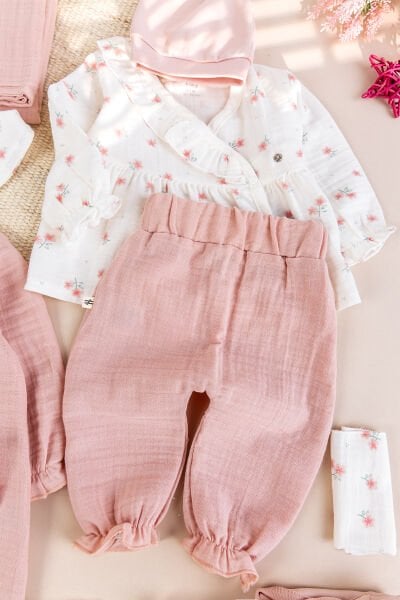 Müslin 100% Pamuk 10'lu Kız Bebek Hastane Çıkışı Yeni Doğan Set
