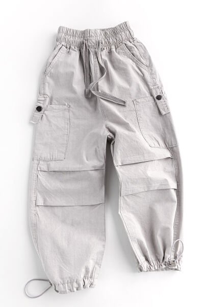 Paraşüt Kumaş Jogger Kargo Cepli Çocuk Pantolon BEJ - 10-11 Yaş