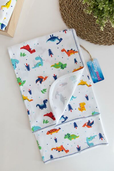 Dino Baskılı Penye Bebek Battaniye