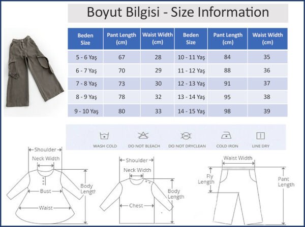 Kuşgözü Detaylı Kargo Cepli Kanvas Kız Çocuk Pantolon HAKİ - 12-13 Yaş