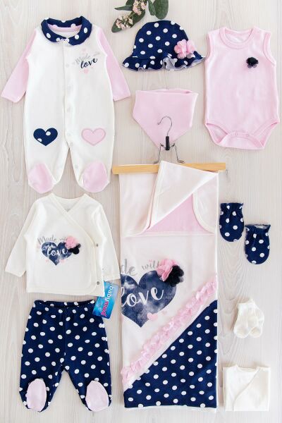 Baby Love Temalı Tulumlu Kız Bebek Hastane Çıkışı Baby Sets