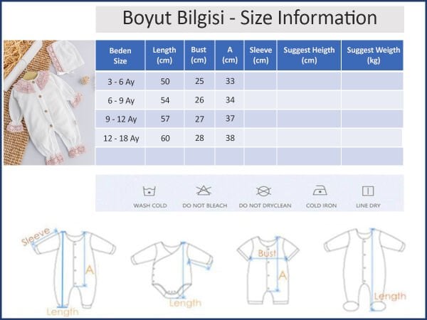 Dantelli Yaka Detaylı Şapkalı Müslin Kız Bebek Tulum