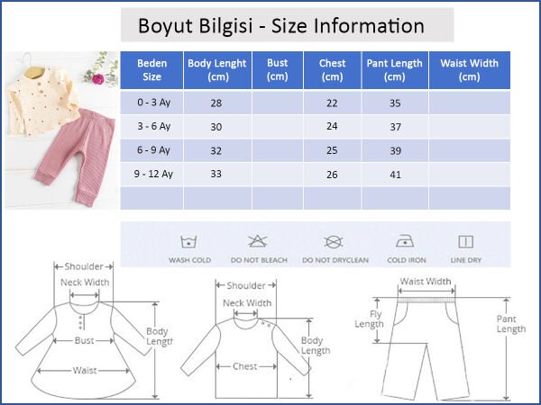 Çiçek Desenli Fırfırlı 2'li Kız Bebek Takım PEMBE - 3-6 AY