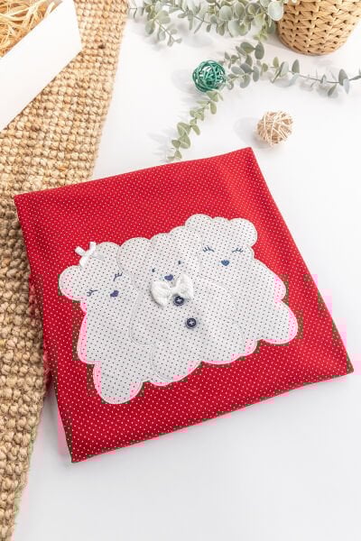 Ayıcık İşlemeli Puantiyeli Çift Katlı Kız/Erkek Bebek Battaniye