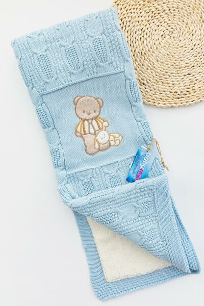 Ayıcık Figürlü Triko Bebek Battaniyesi