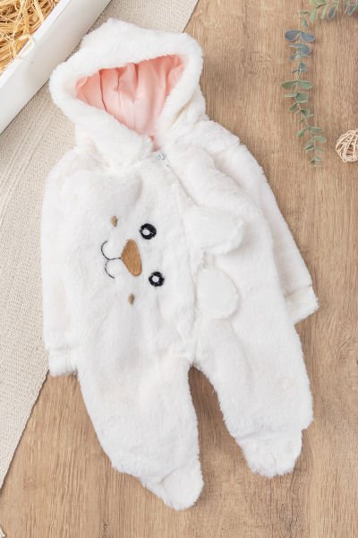 Ayıcık Figürlü Peluş Kışlık Welsoft Kız Bebek Tulum