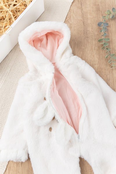 Ayıcık Figürlü Peluş Kışlık Welsoft Kız Bebek Tulum