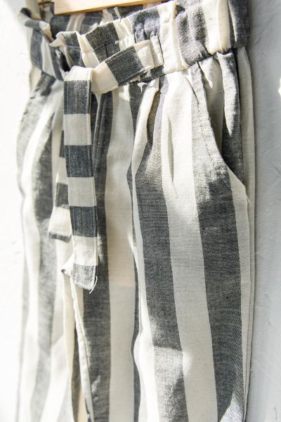 Kız Çocuk Çizgili Yazlık Pantolon GRİ -  5-6 Yaş
