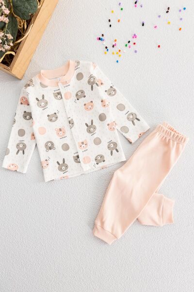 Önden Çıt Çıtlı Kız Bebek Pijama Takımı