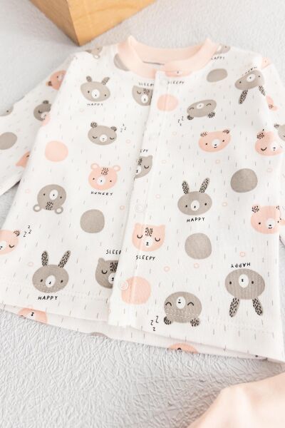 Önden Çıt Çıtlı Kız Bebek Pijama Takımı