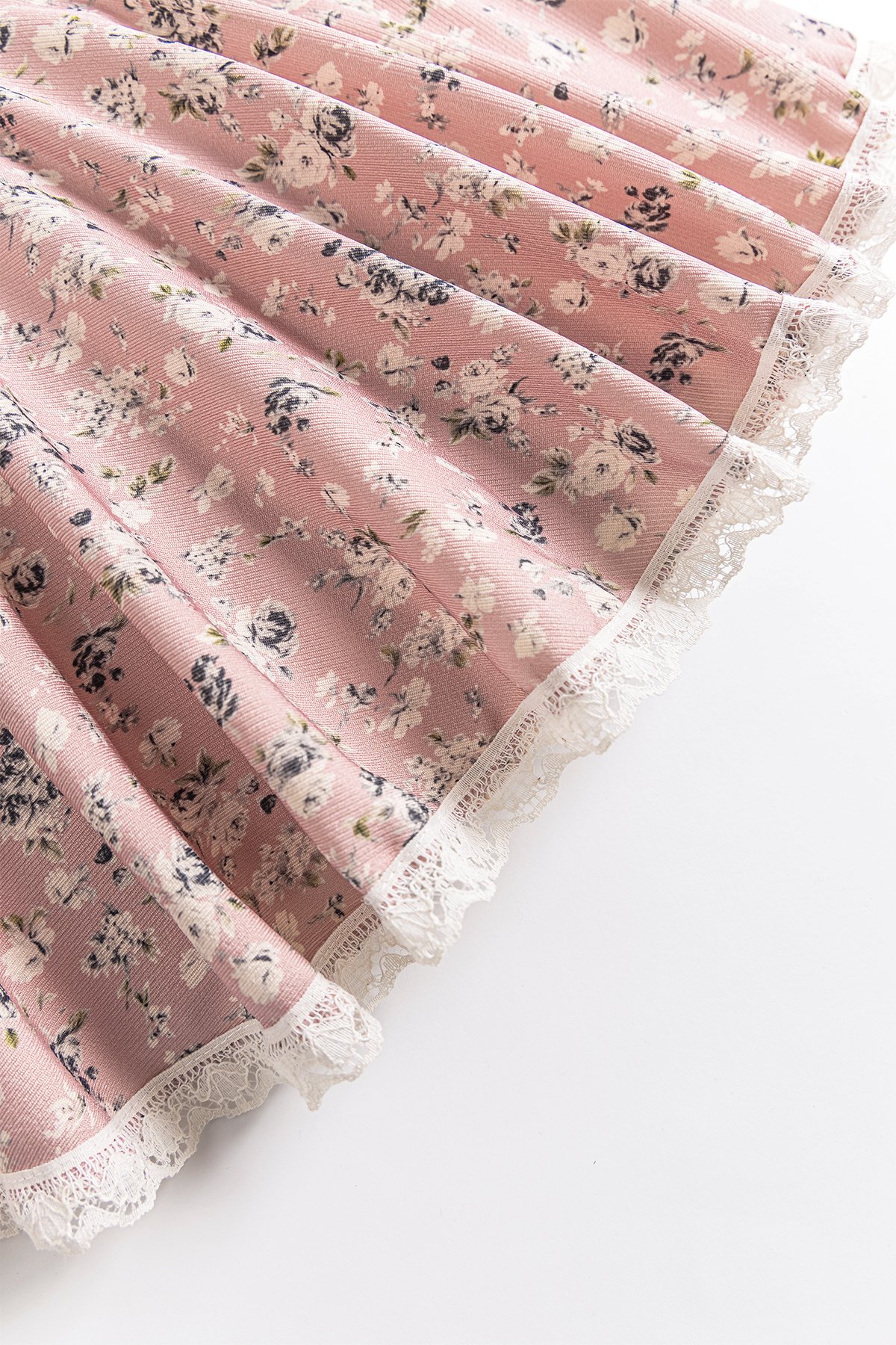 Vintage Model Güpürlü Kısa Kollu Kız Çocuk Elbise PEMBE - 3 Yaş