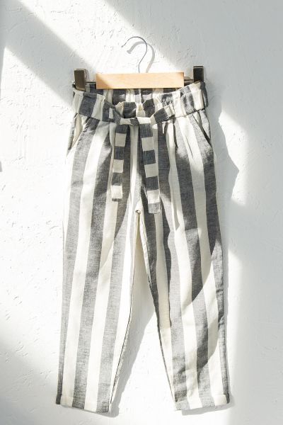 Kız Çocuk Çizgili Yazlık Pantolon GRİ - 9-10 Yaş
