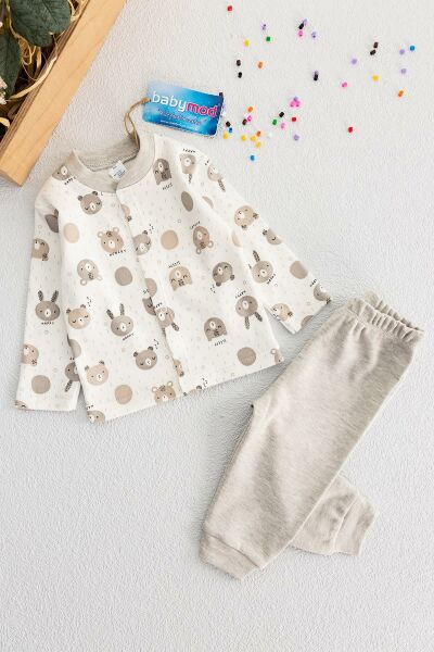 Önden Çıt Çıtlı Erkek Bebek Pijama Takımı