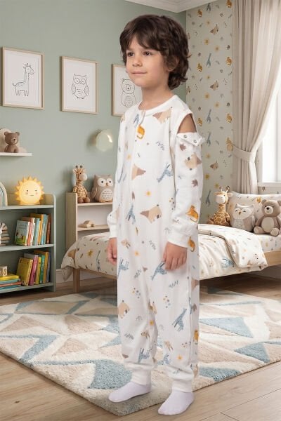 Bebek Çocuk Uyku Tulumu %100 Doğal Pamuk Özel Kumaş  1.0 Tog Unisex