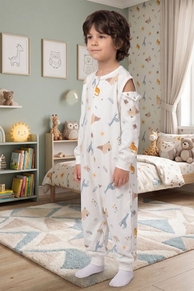 Bebek Çocuk Uyku Tulumu %100 Doğal Pamuk Özel Kumaş  1.0 Tog Unisex