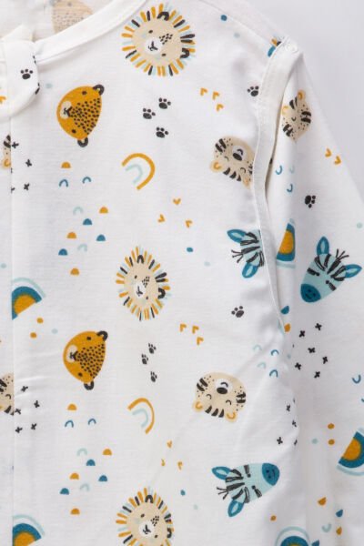 Bebek Çocuk Uyku Tulumu %100 Doğal Pamuk Özel Kumaş  1.0 Tog Unisex BEYAZ - 2-3 Yaş