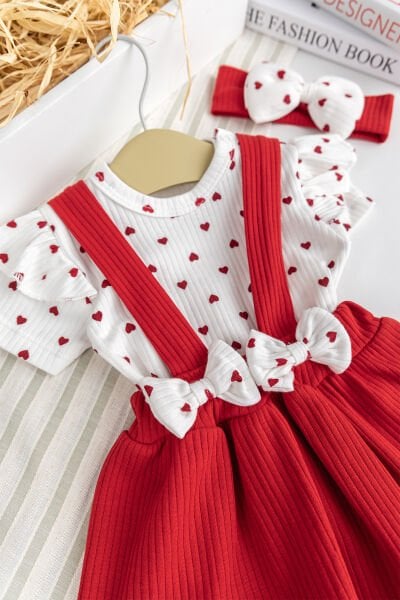 Kız Bebek Fiyonklu Bandanalı Yazlık %100 Pamuk Şık Elbise Etek Jile Dogum Günü Özel Gün Takım