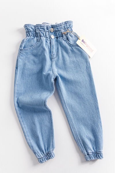 Yüksek Bel Kız Çocuk Kot Pantolon Çocuk Jean