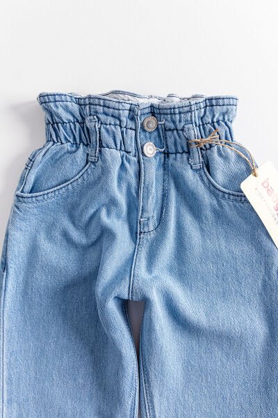 Yüksek Bel Kız Çocuk Kot Pantolon Çocuk Jean