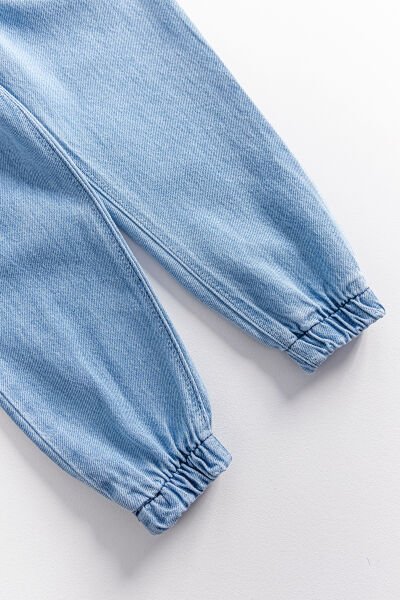 Yüksek Bel Kız Çocuk Kot Pantolon Çocuk Jean