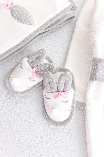 Tavşan Figürlü Bebek Banyo Havlu Bornoz Seti