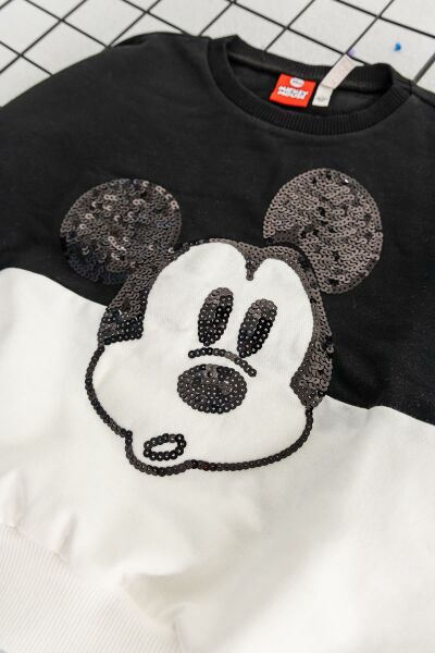 Mickey Mouse Payet Detaylı Kız Çocuk Sweat