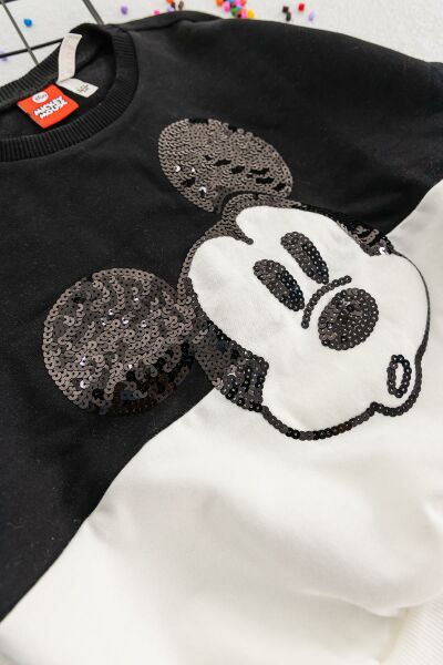 Mickey Mouse Payet Detaylı Kız Çocuk Sweat