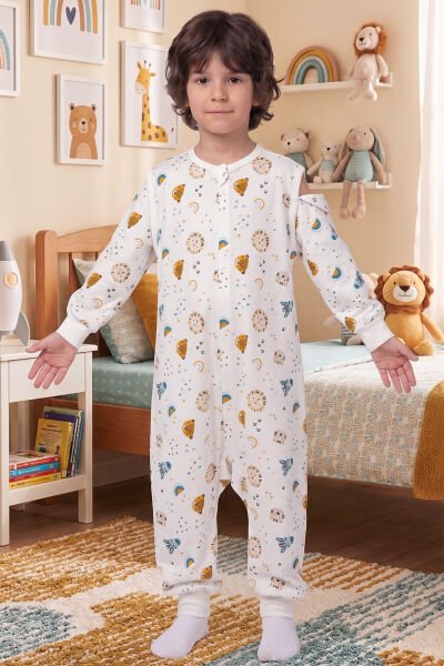 Bebek Çocuk Uyku Tulumu %100 Doğal Pamuk Özel Kumaş  1.0 Tog Unisex MAVİ -  1-2 Yaş