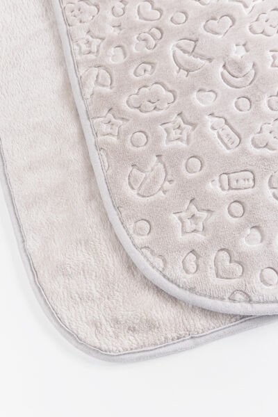 Kendinden Desenli Peluş Kız/Erkek Bebek Battaniye GRİ - 100 x 120