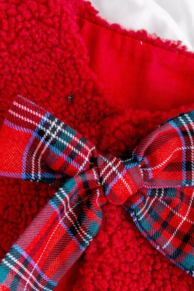 Yelekli Gömlekli 3 lü Şık Özel Gün  Kız Bebek Takım Set Kırmızı