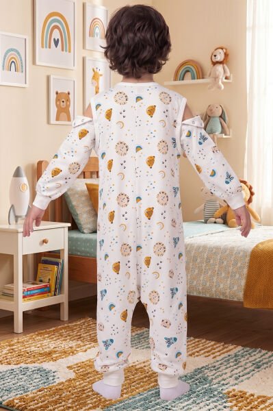 Bebek Çocuk Uyku Tulumu %100 Doğal Pamuk Özel Kumaş  1.0 Tog Unisex MAVİ - 4-5 Yaş