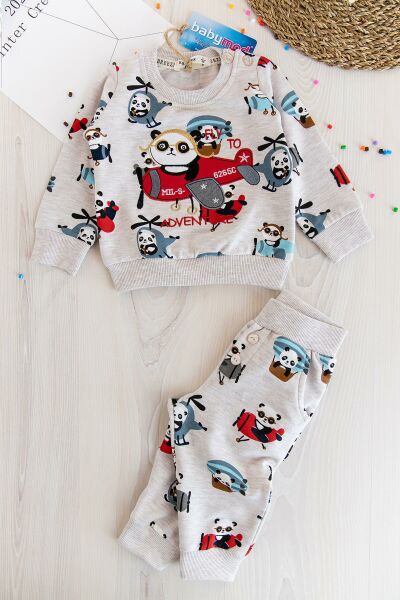 Panda Figürlü Erkek Bebek Takım