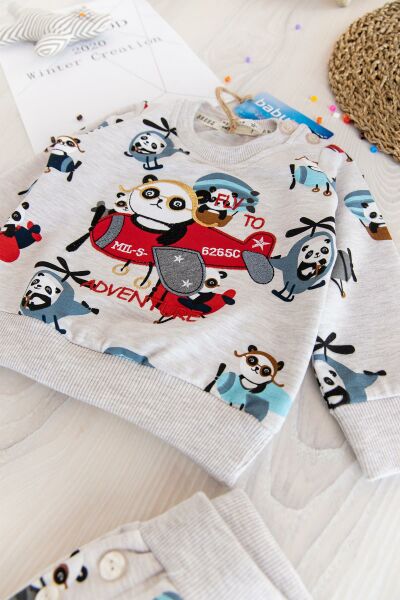 Panda Figürlü Erkek Bebek Takım