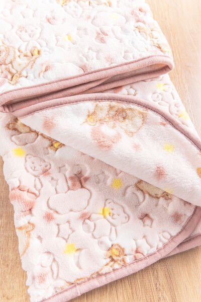 Figürlü Peluş Kız/Erkek Bebek Battaniye Pudra Pembe -  Tek Ebat