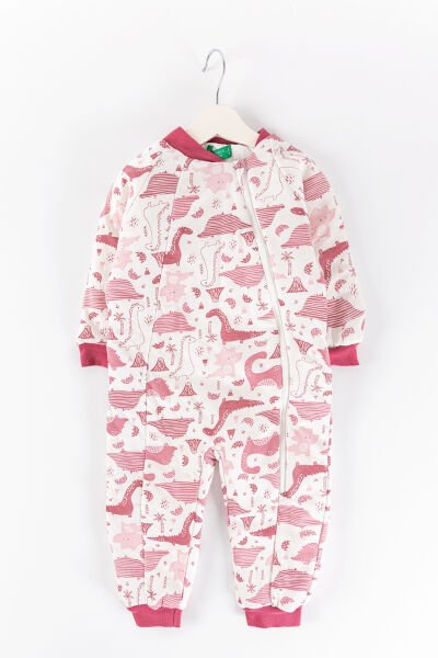 Dino Figürlü Gül Kurusu Kız Bebek Uyku Tulumu