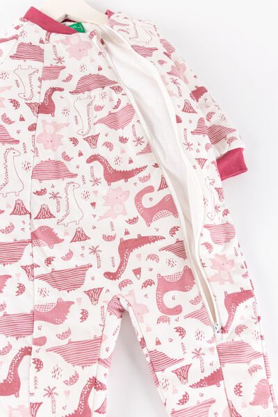 Dino Figürlü Gül Kurusu Kız Bebek Uyku Tulumu