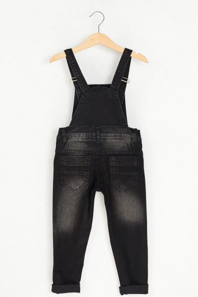 Denim Kumaş Eskitme Detaylı Erkek Çocuk Kot Salopet