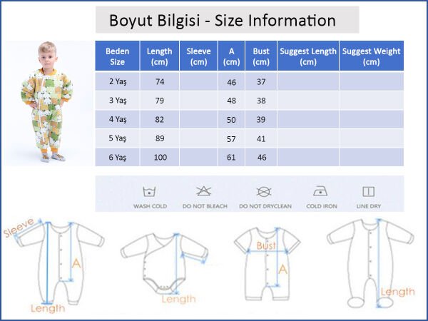 Ayıcık Figürlü Erkek Çocuk Uyku Tulumu Çok renkli - 7 Yaş