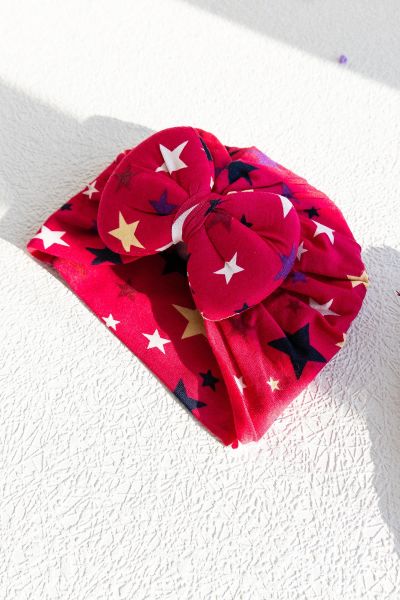 Yıldız Desenli Kız Bebek Bandana Şapka